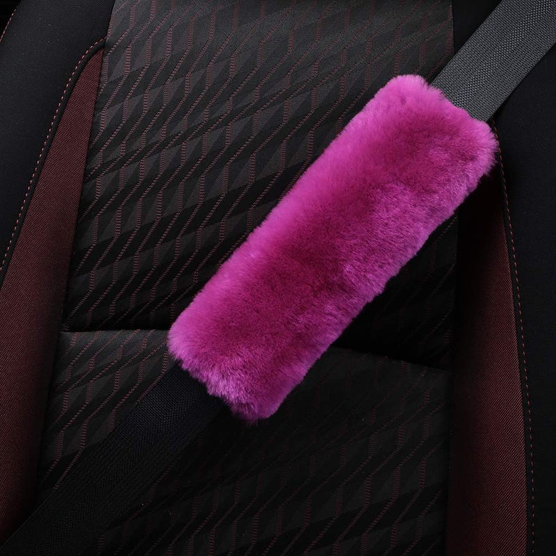 OGLAND 2 Pack Automotive Authentic Sheepskin Car Seat Belt Pads, Soft Shoulder Pad, Neck Cushion Protector, Genuine Natural Merino Wool (F-Pink) - Image 5